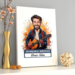 Karikatürlü En İyi Erkek Müzisyen Kanvas Tablo - 2