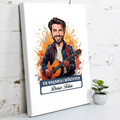 Karikatürlü En İyi Erkek Müzisyen Kanvas Tablo - 1