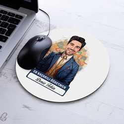 Karikatürlü En İyi Erkek Öğretmen Mousepad - 1