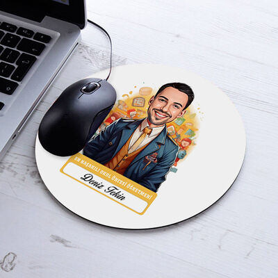 Karikatürlü En İyi Erkek Okul Öncesi Öğretmeni Mousepad - 1