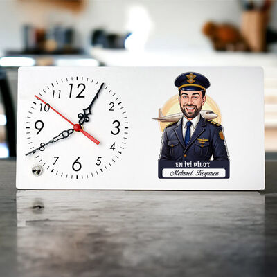 Karikatürlü En İyi Erkek Pilot Masa Saati - 1