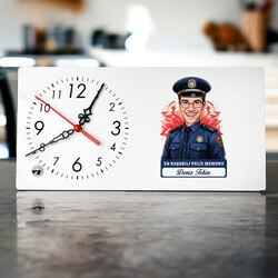 Karikatürlü En İyi Erkek Polis Memuru Masa Saati - 1