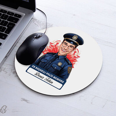 Karikatürlü En İyi Erkek Polis Memuru Mousepad - 1