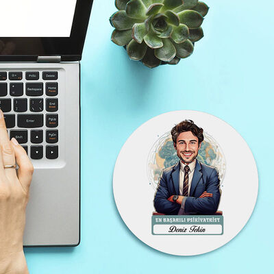 Karikatürlü En İyi Erkek Psikiyatrist Mousepad - 2