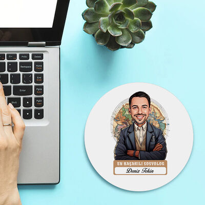 Karikatürlü En İyi Erkek Sosyolog Mousepad - 2