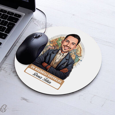Karikatürlü En İyi Erkek Sosyolog Mousepad - 1