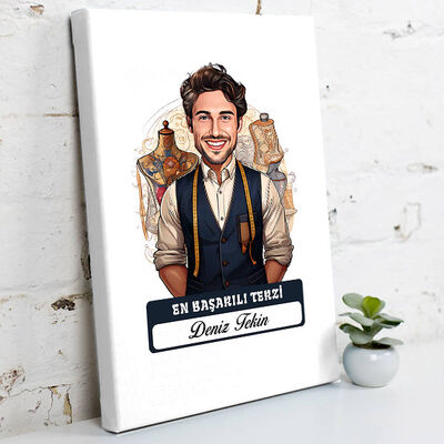 Karikatürlü En İyi Erkek Terzi Kanvas Tablo - 1