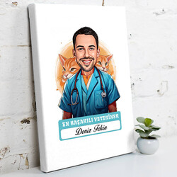 Karikatürlü En İyi Erkek Veteriner Kanvas Tablo - 1