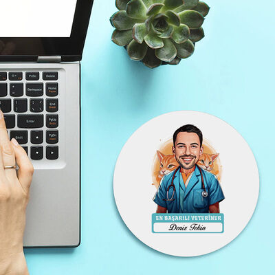 Karikatürlü En İyi Erkek Veteriner Mousepad - 2