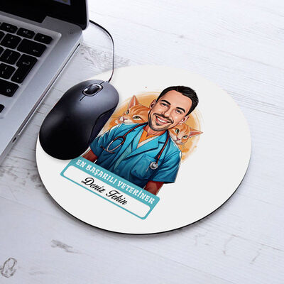 Karikatürlü En İyi Erkek Veteriner Mousepad - 1