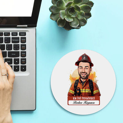 Karikatürlü En İyi İtfaiyeci Mousepad - 2