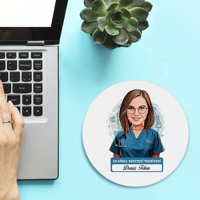 Karikatürlü En İyi Kadın Anestezi Teknikeri Mousepad - 2