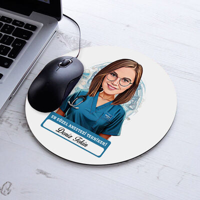 Karikatürlü En İyi Kadın Anestezi Teknikeri Mousepad - 1