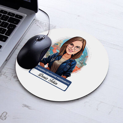 Karikatürlü En İyi Kadın Bilgisayar Programcısı Mousepad - 1