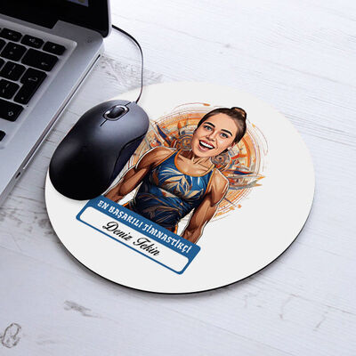 Karikatürlü En İyi Kadın Jimnastikçi Mousepad - 1