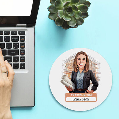 Karikatürlü En İyi Kadın Mimar Mousepad - 2