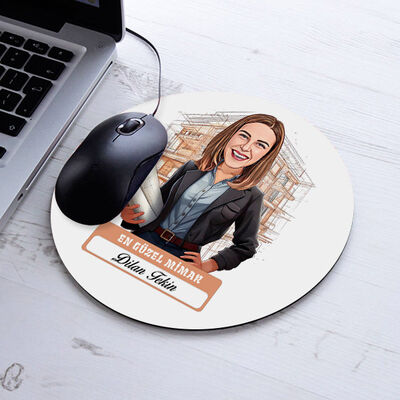 Karikatürlü En İyi Kadın Mimar Mousepad - 1