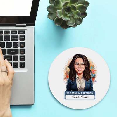 Karikatürlü En İyi Kadın Öğretmen Mousepad - 2