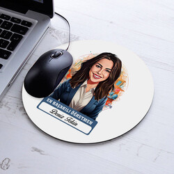 Karikatürlü En İyi Kadın Öğretmen Mousepad - 1