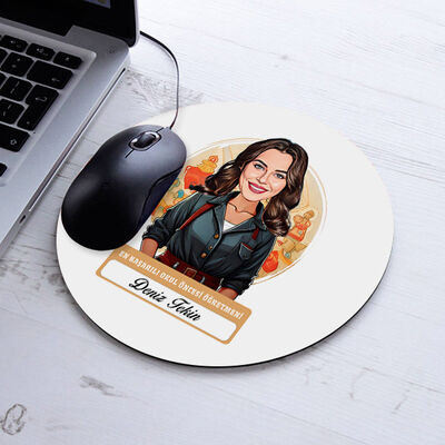 Karikatürlü En İyi Kadın Okul Öncesi Öğretmeni Mousepad - 1