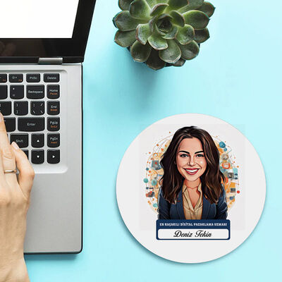 Karikatürlü En İyi Kadın Pazarlama Uzmanı Mousepad - 2