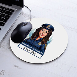 Karikatürlü En İyi Kadın Polis Memuru Mousepad - 1