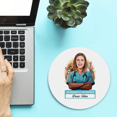 Karikatürlü En İyi Kadın Veteriner Mousepad - 2