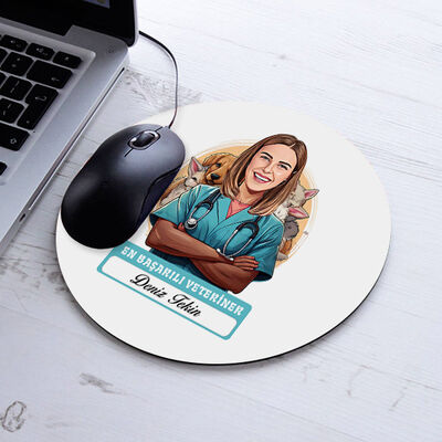 Karikatürlü En İyi Kadın Veteriner Mousepad - 1