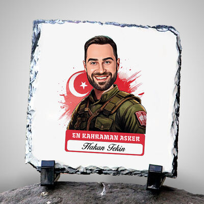 Karikatürlü En Kahraman Asker Dekoratif Taş - 1