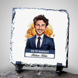 Karikatürlü En Yakışıklı Bankacı Dekoratif Taş