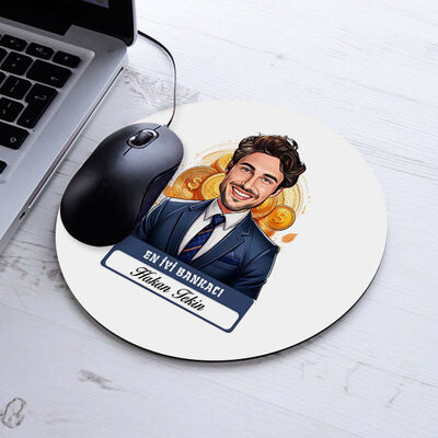 Karikatürlü En Yakışıklı Bankacı Mousepad - 1