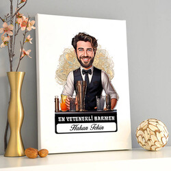 Karikatürlü En Yakışıklı Barmen Kanvas Tablo - 2