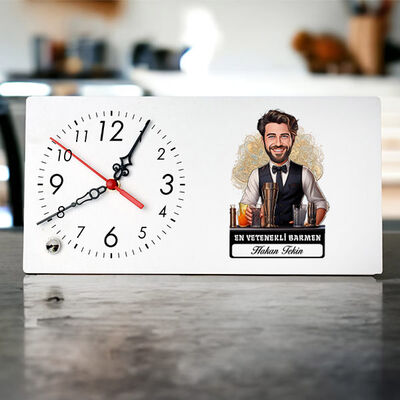 Karikatürlü En Yakışıklı Barmen Masa Saati - 1
