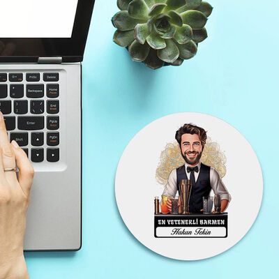 Karikatürlü En Yakışıklı Barmen Mousepad - 2