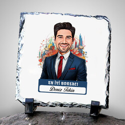 Karikatürlü En Yakışıklı Borsacı Dekoratif Taş