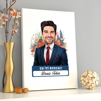 Karikatürlü En Yakışıklı Borsacı Kanvas Tablo - 2