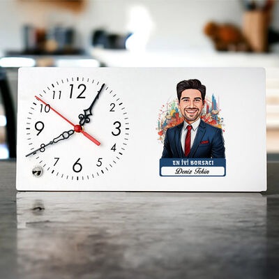 Karikatürlü En Yakışıklı Borsacı Masa Saati - 1
