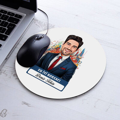 Karikatürlü En Yakışıklı Borsacı Mousepad - 1