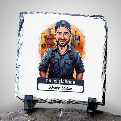 Karikatürlü En Yakışıklı Çilingir Dekoratif Taş - 1