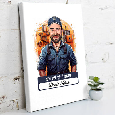 Karikatürlü En Yakışıklı Çilingir Kanvas Tablo - 1