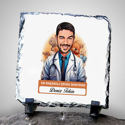 Karikatürlü En Yakışıklı Çocuk Doktoru Dekoratif Taş - 1