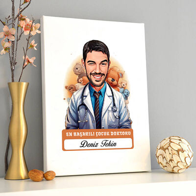 Karikatürlü En Yakışıklı Çocuk Doktoru Kanvas Tablo - 2