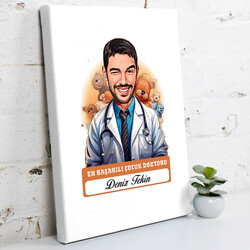 Karikatürlü En Yakışıklı Çocuk Doktoru Kanvas Tablo - 1