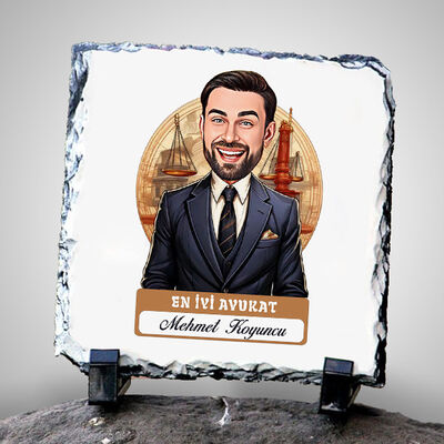 Karikatürlü En Yakışıklı Erkek Avukat Dekoratif Taş - 1