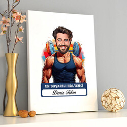 Karikatürlü En Yakışıklı Halterci Kanvas Tablo - 2