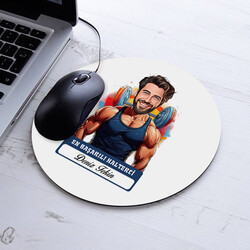 Karikatürlü En Yakışıklı Halterci Mousepad - 1