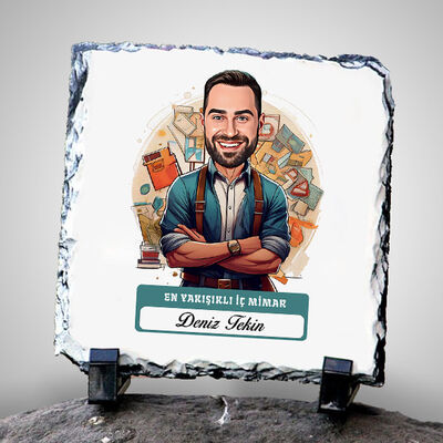 Karikatürlü En Yakışıklı İç Mimar Dekoratif Taş - 1