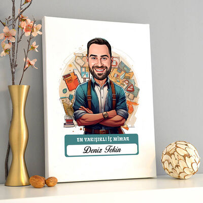 Karikatürlü En Yakışıklı İç Mimar Kanvas Tablo - 2