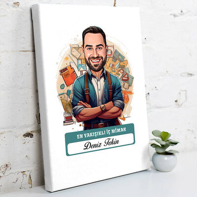 Karikatürlü En Yakışıklı İç Mimar Kanvas Tablo - 1