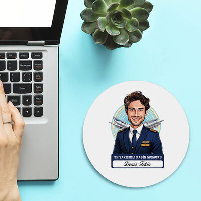 Karikatürlü En Yakışıklı Kabin Memuru Mousepad - 2